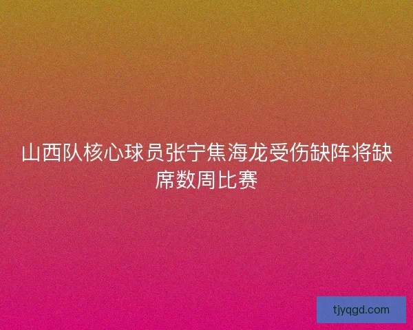 山西队核心球员张宁焦海龙受伤缺阵将缺席数周比赛