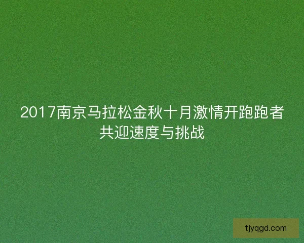 2017南京马拉松金秋十月激情开跑跑者共迎速度与挑战